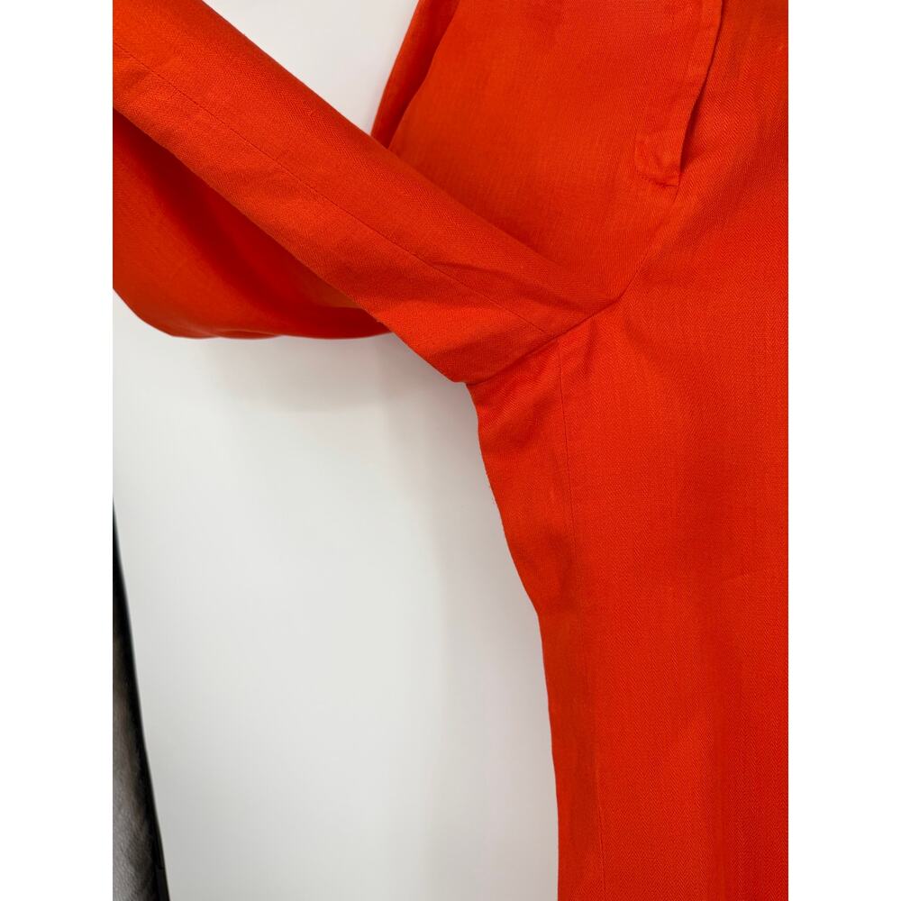 J.Crew Womens Size 10 Orange 100% Linen Wide Leg Crop Pants Culottes Coastal - Picture 7 of 11